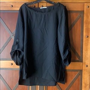 T Tahari Black Blouse XL 3/4 Sleeve